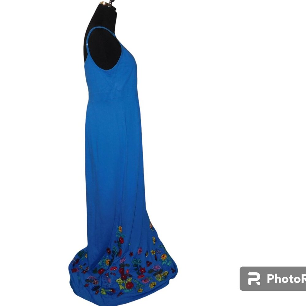 Johnny Was JW Los Angeles Embroidered Butterfly & Flowers Maxi Dress Size Large - Picture 3 of 12